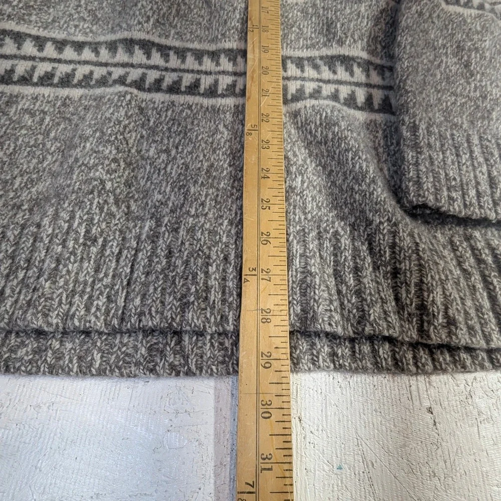 Eddie Bauer Lambswool Sweater XL Gray Nordic Fair Isle‎ Quarter